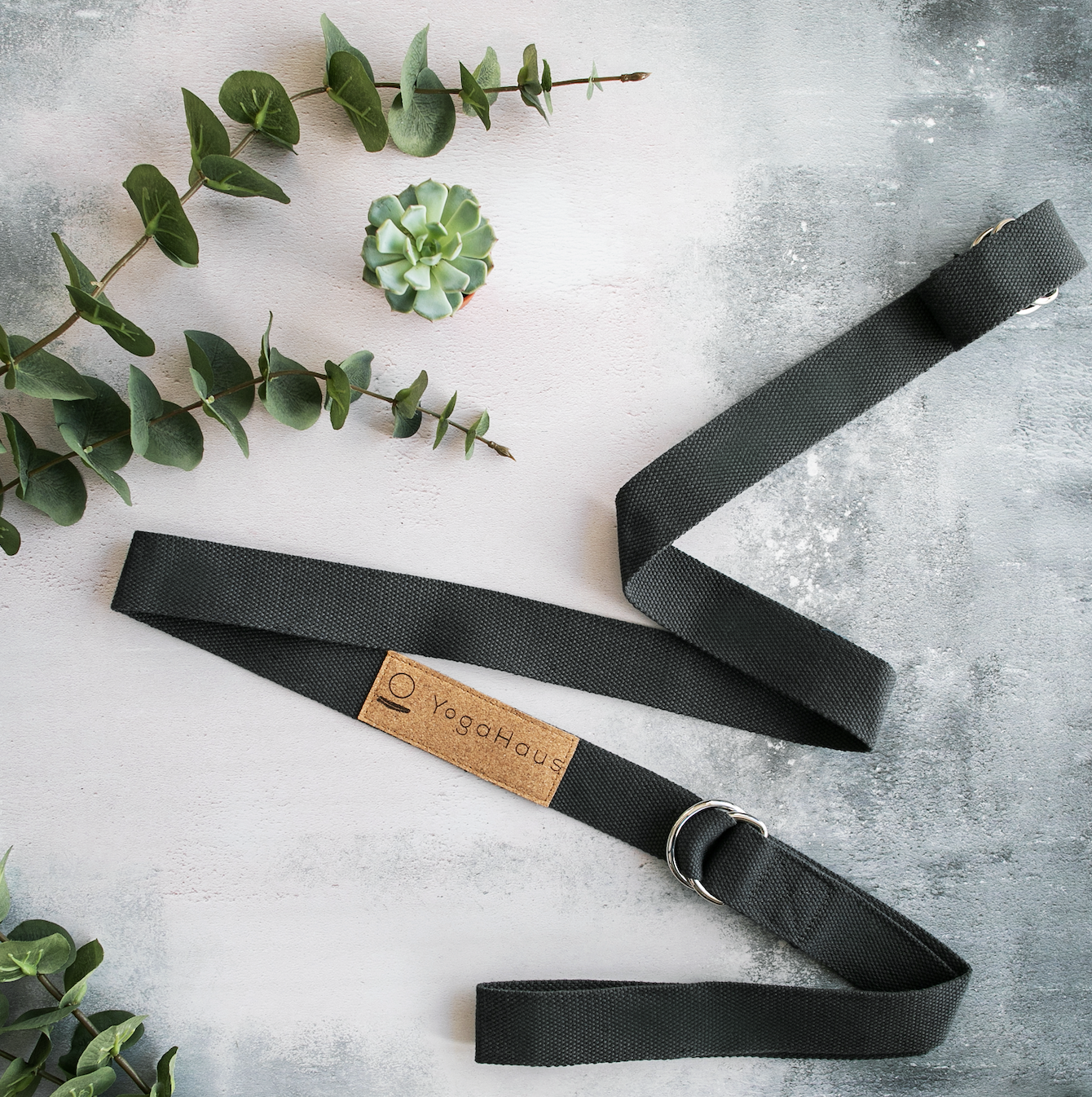 Grey Yoga Strap | 2-in-1 Cotton Belt + Carrier - Long