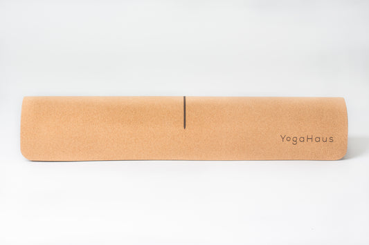 Cork Yoga Mat with Grey Cotton Strap